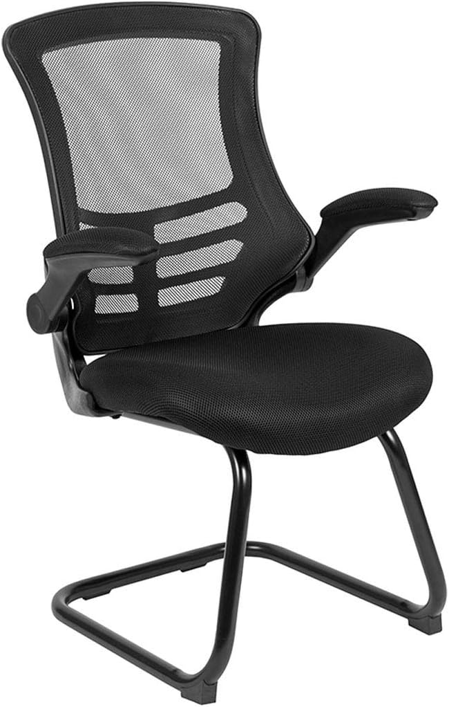Flash Furniture Kelista Black Mesh Sled Base Side Reception Chair by FlashFurniture