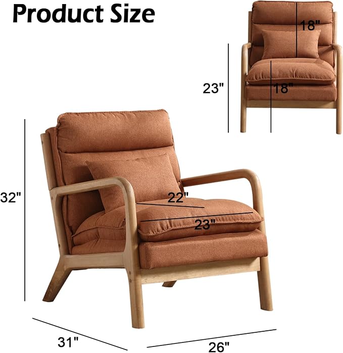 INZOY Mid Century Modern Accent Chair - Image 2