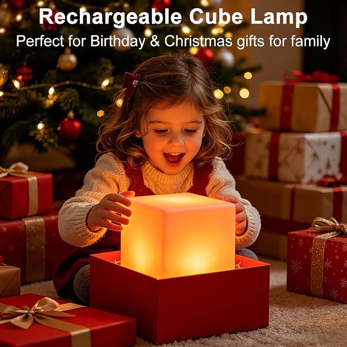 8-in LED Cube Night Light Mood Lamp, Cordless LED Light Cubes - Image 7