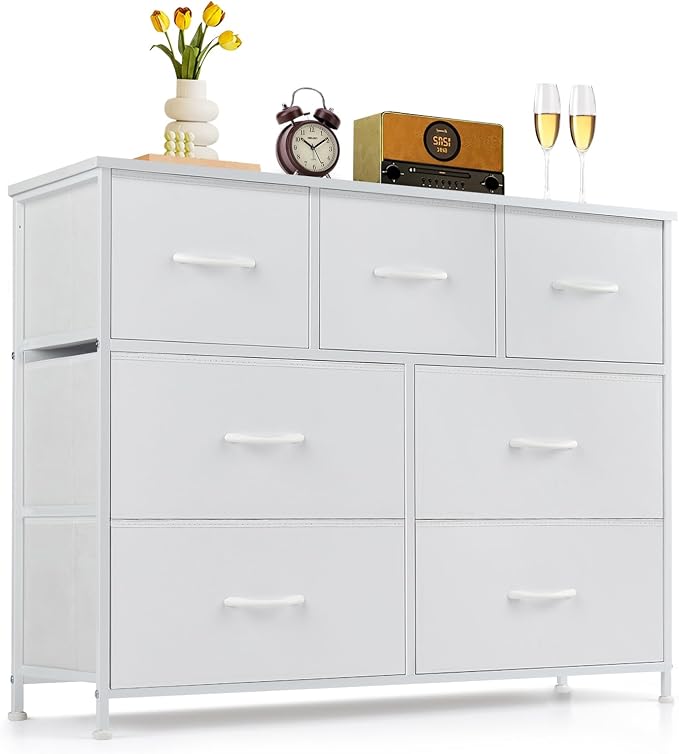 7-Drawer Dresser for Bedroom, Anti-Tip Wide Storage Organizer Fabric Chest of by SageNest