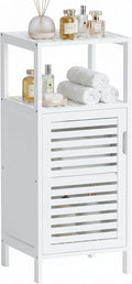 HITNET Bamboo Bathroom Storage Cabinet, 4 Tier Small White Floor Cabinet by HITNET