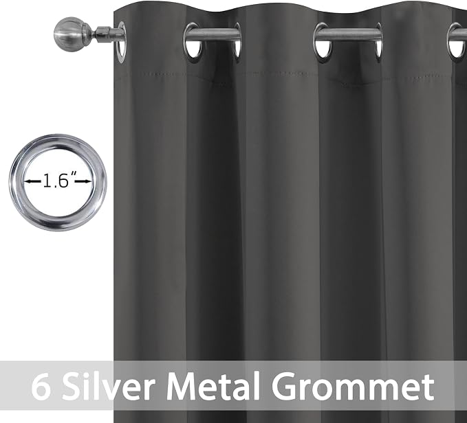 Yakamok Charcoal Grey Curtains 54 Inches Length Blackout Curtain - Image 2