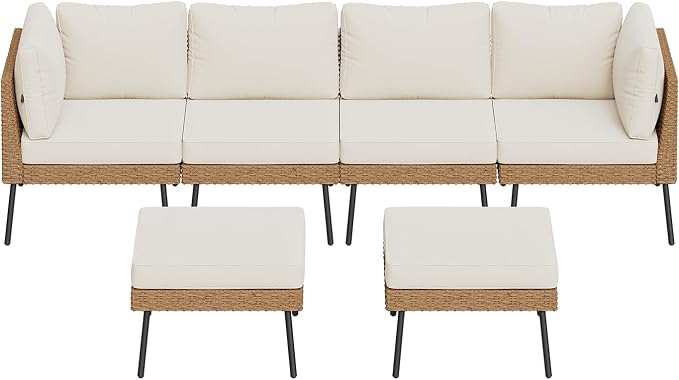 Aoxun 6 Piece Patio Furniture Set, 6 Seats Outdoor Sectional Sofas - Image 9