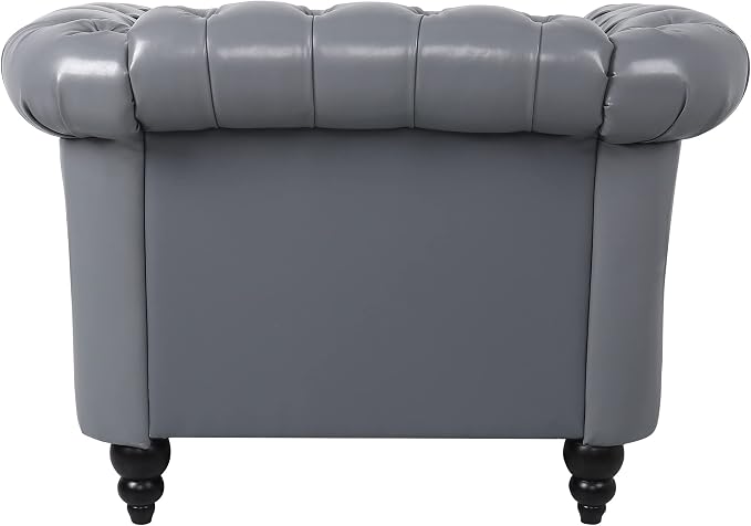 LEVNARY Leather Upholstered Armchair, Mid-Century Modern Single Sofa Chair - Image 5