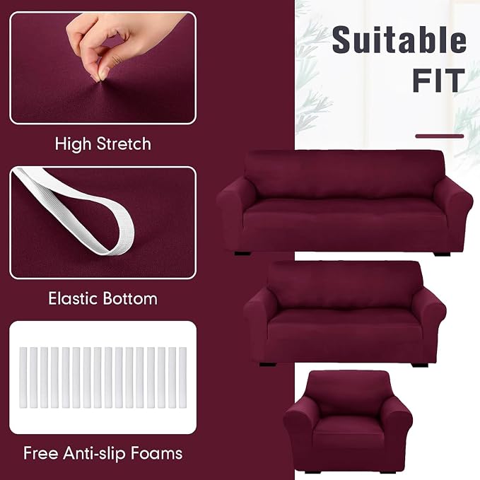Peryiter 3 Pcs Couch and Loveseat Covers Set Sofa Cover - Image 5