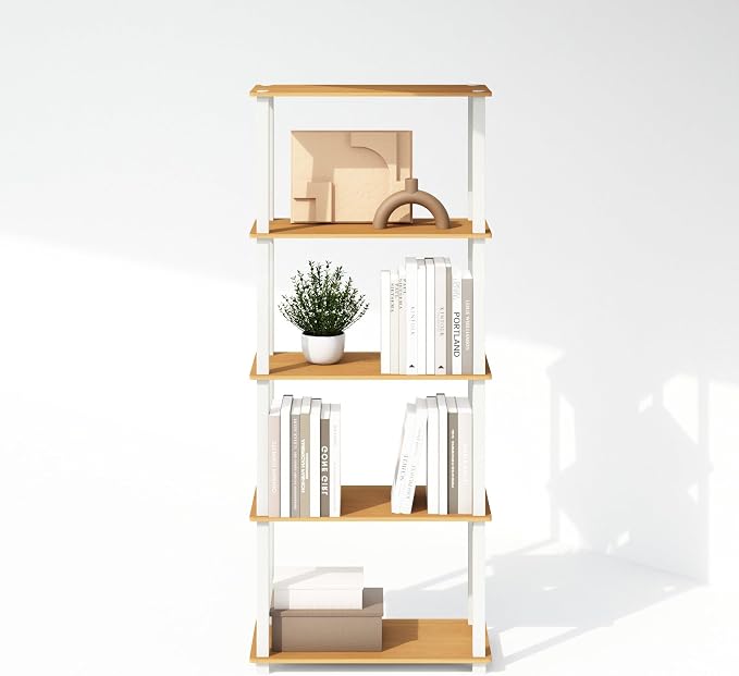 Furinno Turn-S-Tube Storage Shelves Set of 2, 3-Tier Book Shelf, Corner Shelf - Image 6