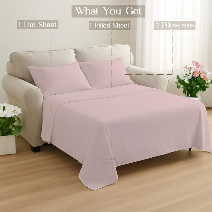 Sleeper Sofa Bed Sheet, 100% Cotton 400 Thread Count, 4 Piece Set, Deep Pocket - Image 8