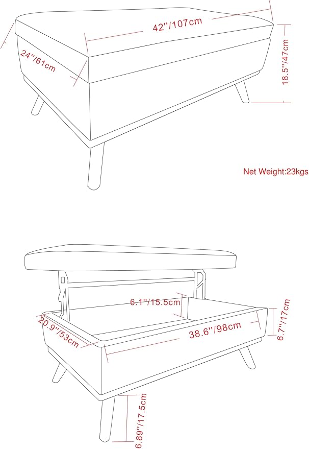 SIMPLIHOME Owen Lift Top Coffee Table Storage Ottoman - Image 3