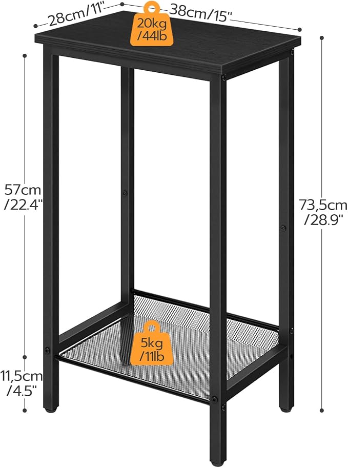 HOOBRO Tall Side Table, Industrial End Telephone Table - Image 3
