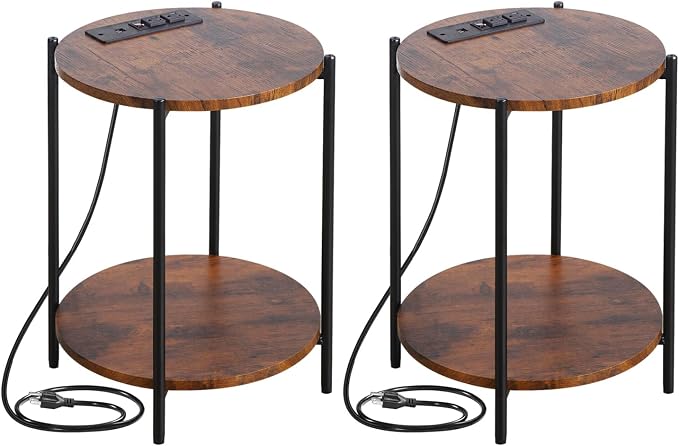 Gawicpy 2 Tier Round Side Table, Folding End Tables Coffee Table Simplistic by Gawicpy