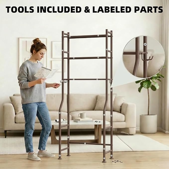 GloTika 3-Tier Over Toilet Storage - 150lb Total Capacity Metal Bathroom - Image 9