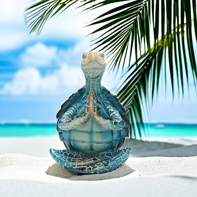 VVGIFTS Sea Turtle Meditation Yoga Decor, Garden Figurine Sea Turtle Meditating - Image 2
