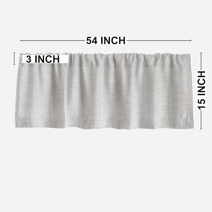 Faux Linen Valance for Windows Kitchen Living Room Valances Rod Pocket - Image 7