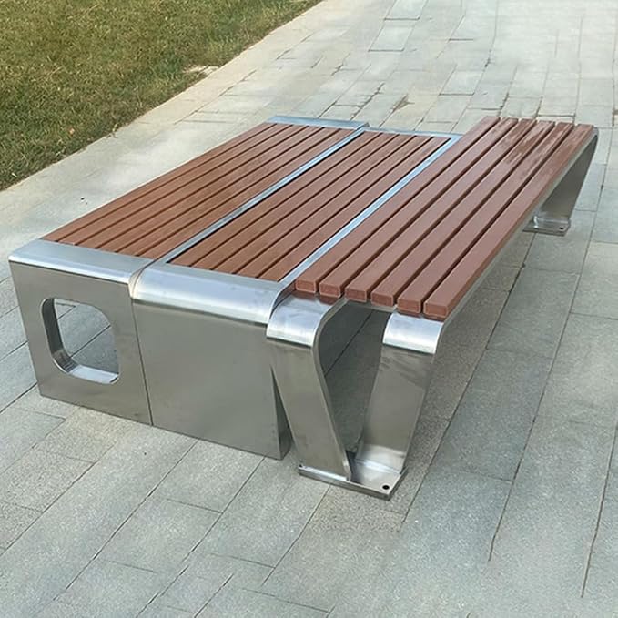 LITFAD Outdoor Indoor Bench Stainless Steel Metal Park Bench - Image 5