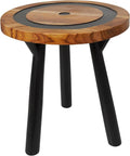 Deco 79 Teak Wood Geometric Side End Accent Table Layered Circle End Table by Deco79