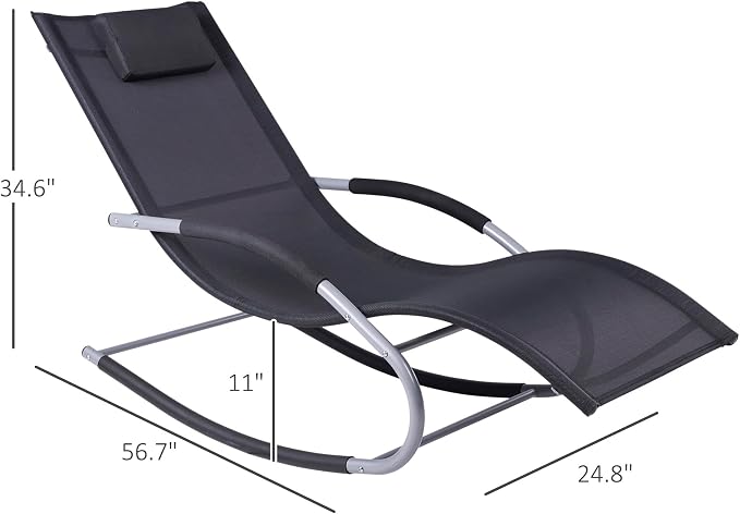 Outsunny Zero Gravity Rocking Chair Outdoor Chaise Lounge Chair Recliner Rocker - Image 3