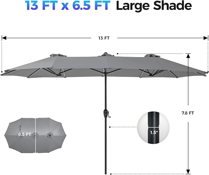 SUPERJARE 13ft Outdoor Patio Umbrella - Image 7