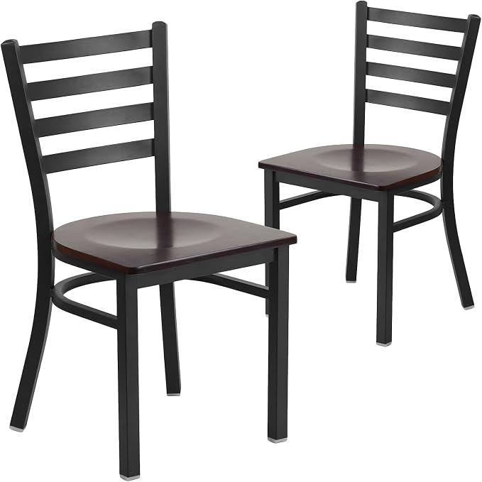 Flash Furniture 2 Pack HERCULES Series Black Ladder Back Metal Restaurant Chair by FlashFurniture