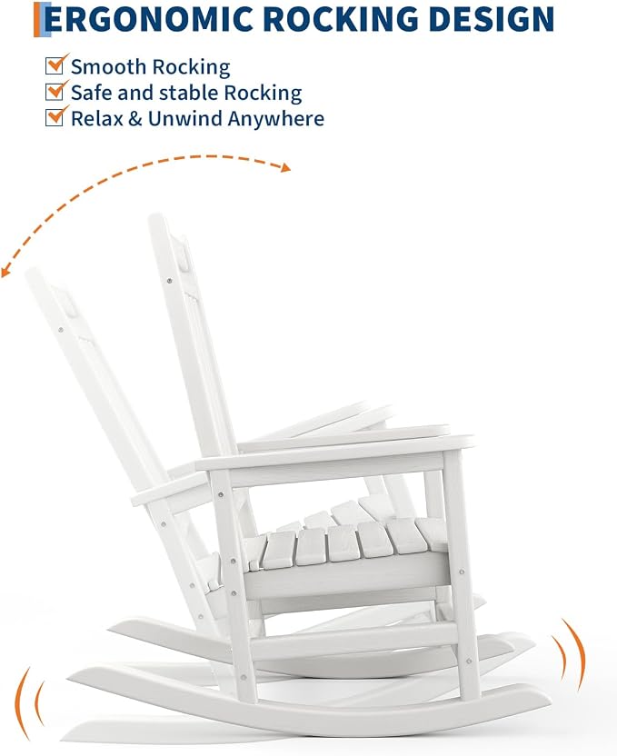 GarveeLife Poly Lumber Rocking Chair Outdoor Set of 4 - Image 4
