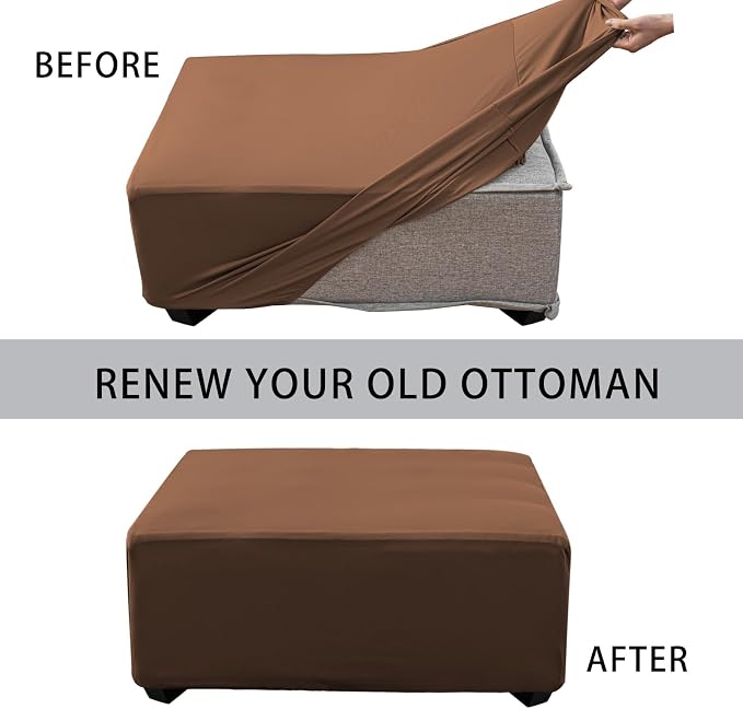 Super Stretch 40x40x15 inch Square Ottoman Cover- Soft Form Fit Ottoman Cover - Image 4