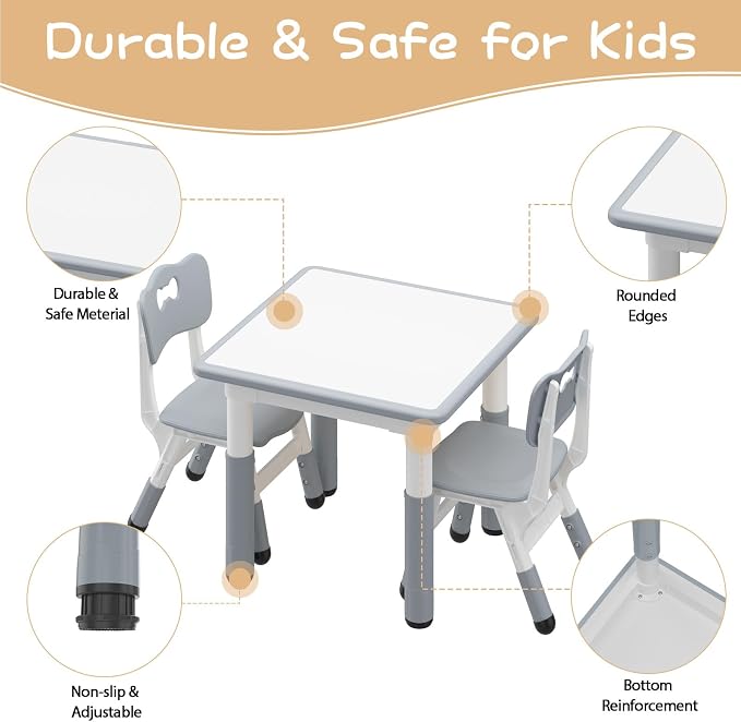 GAOMON Kids Table and 2 Chairs Set - Image 9