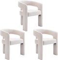 BESTANO Set of 3 Modern Linen Fabric Upholstered Dining Chairs by BESTANO