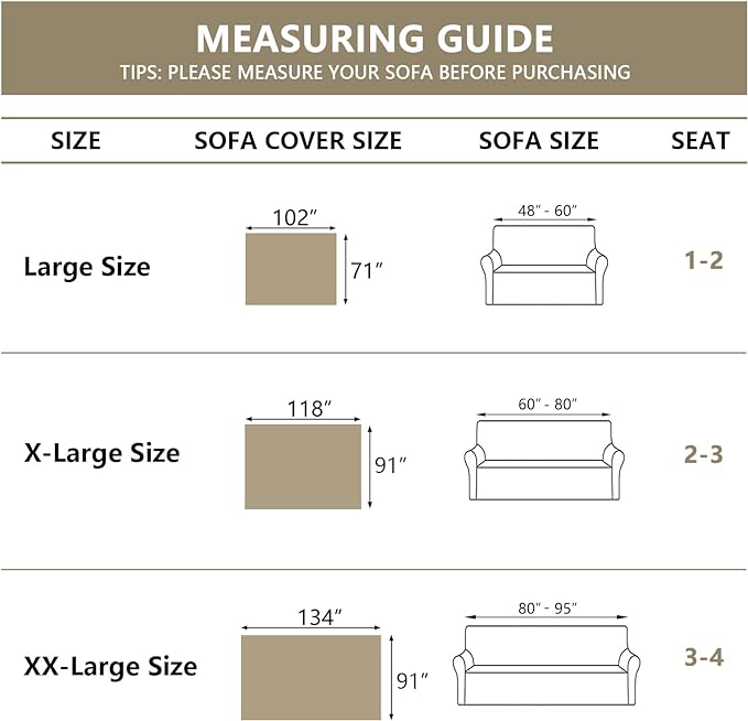 MYSKY HOME Chenille Sofa Slipcovers Sage Green Sofa Covers - Image 6