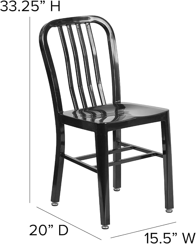 Flash Furniture Commercial Grade Black Metal Indoor-Outdoor Chair - Image 3