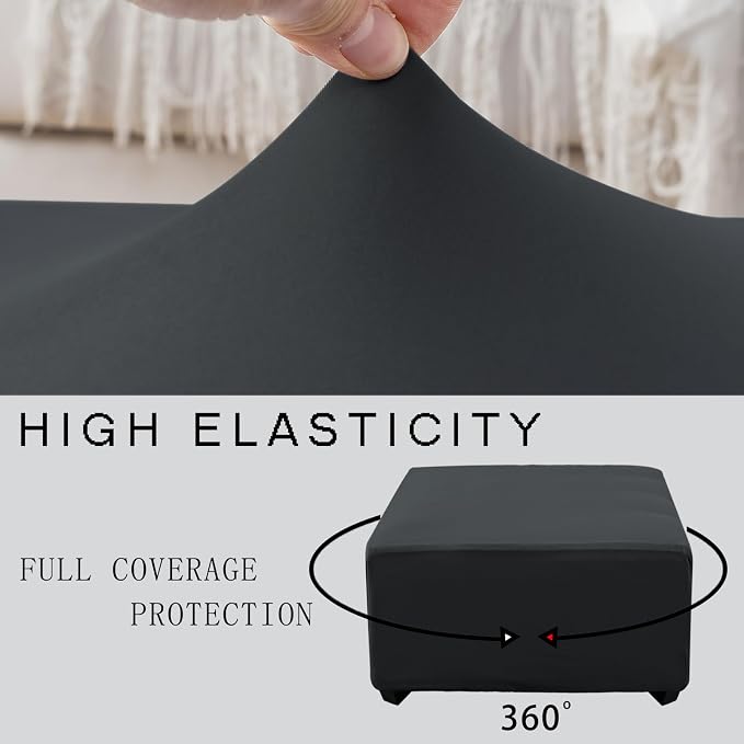 Super Stretch Ottoman Cover- Soft Form Fit Ottoman Cover Rectangular Ottoman - Image 5
