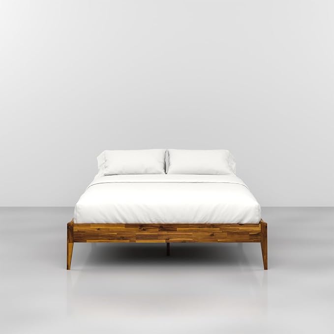 Bme Dinkee Wooden Queen Bed Frame, 15 Inch Height, Elegant Minimalist Modern - Image 3