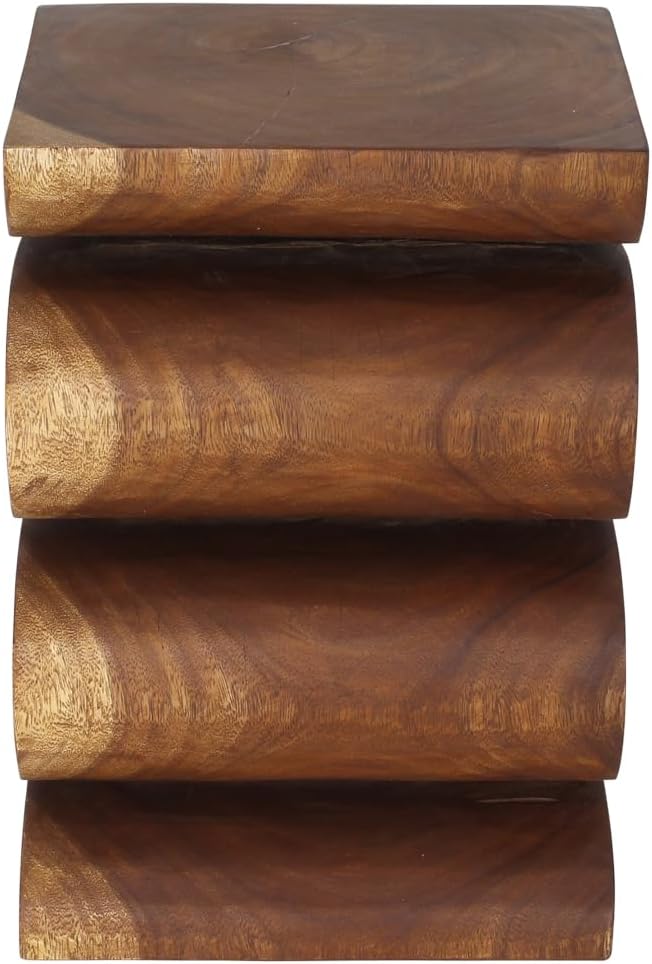 Haussmann Wood Wave Verve Accent Snake End Table 14x14x20 in H, Walnut Oil - Image 7