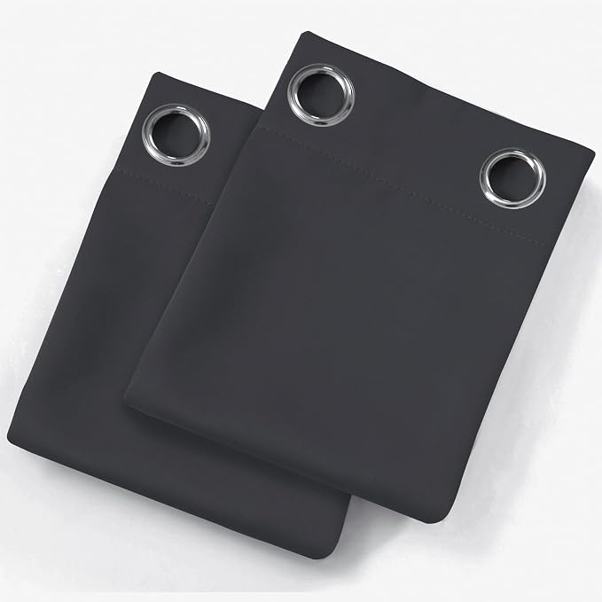 LEMOMO Dark Grey Thermal Blackout Curtains/52 x 72 Inch/Set of 2 Panels Room - Image 9