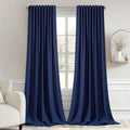 MIULEE Navy Blue Back Tab Blackout Curtains 120 Inch Long 2 Panels Set by MIULEE
