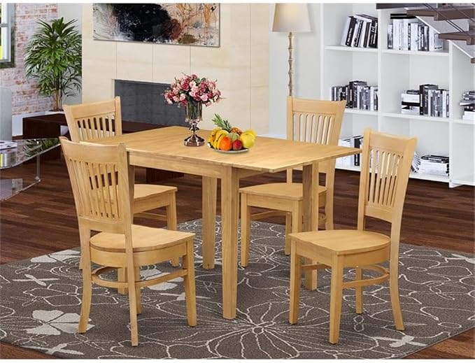 East West Furniture NDVA5-OAK-W 5 Piece Dining Room Furniture Set Includes a - Image 2