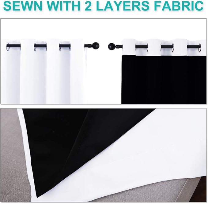 NICETOWN 100% Blackout Curtains 57 inches Long, Double-Deck Completely Blackout - Image 5