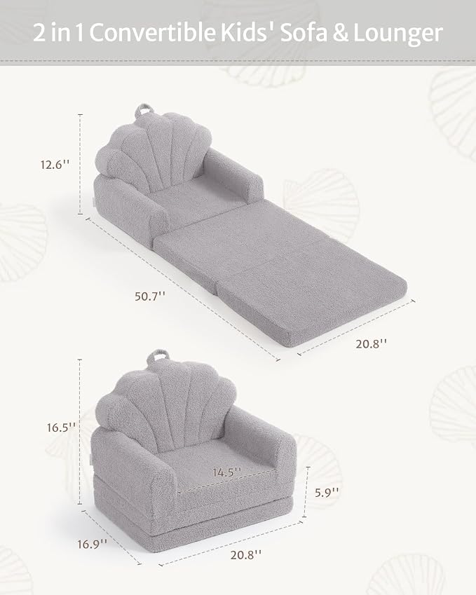 Blissful Diary Foldable Toddler Couch, 2-in-1 Comfy Toddler Chair & Lounger - Image 3