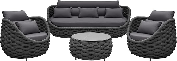 TWT Outdoor Patio Furniture Set-6 Pieces Aluminum Sectional Sofa, Metal Patio - Image 3