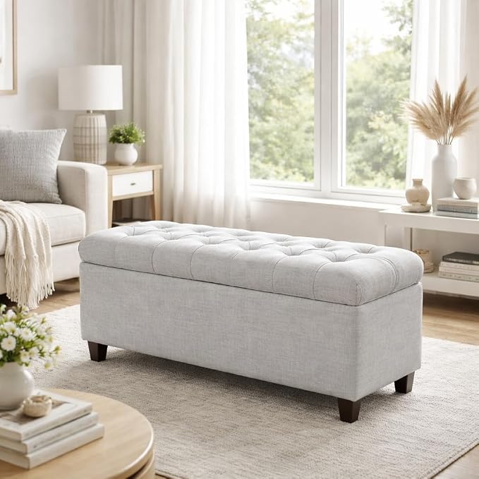 Homepop Home Decor Tufted Ainsley Button Storage Ottoman Bench - Image 4