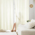 HOMEIDEAS Non-See-Through Cream Yellow Privacy Sheer Curtains, 52 X 72 Inches by HOMEIDEAS