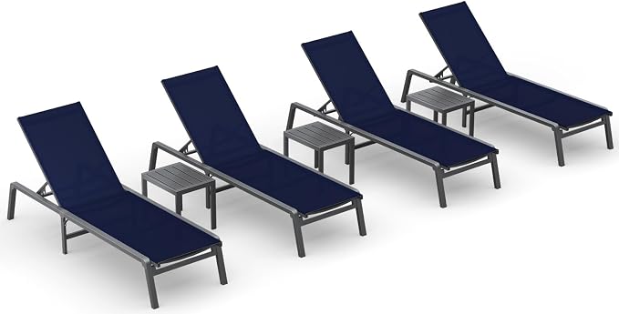 Ciokea Aluminum Foldable Lounge Chairs Set of 4 by CIOKEA