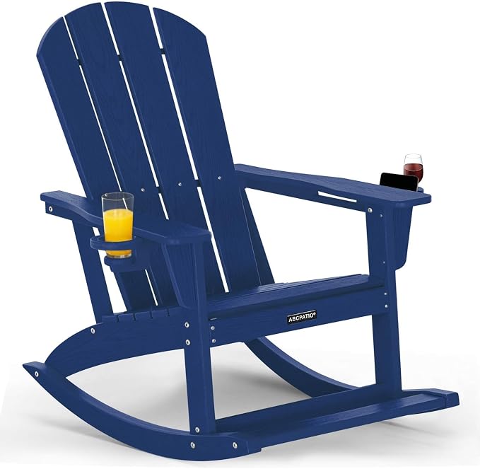 Outdoor Oversized Adirondack Rocking Chairs, All Weather HDPE Patio Rocking by ABCPATIO