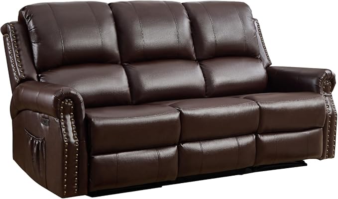 EBELLO Power Reclining Sofa for Living Room, Faux Leather 3 Seater Reclining - Image 7