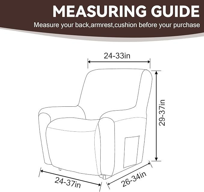 Cupuamon Recliner Chair Covers, Lazy Boy Recliner Covers Stretch Reclining - Image 2