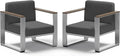 2 Pieces Outdoor Aluminum Armchair, Modern Patio Patio Furniture by ComfCove