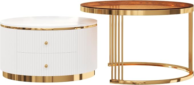 Merax 2-Piece Round Nesting Coffee Table Set - Image 8
