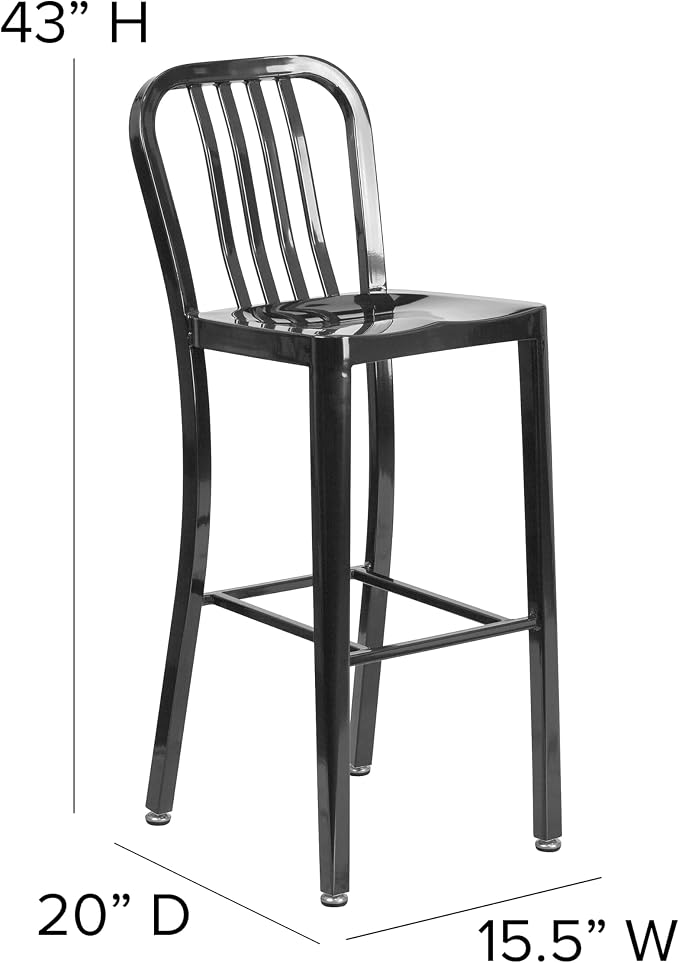 Flash Furniture Commercial Grade 30" High Black Metal Indoor-Outdoor Barstool - Image 3