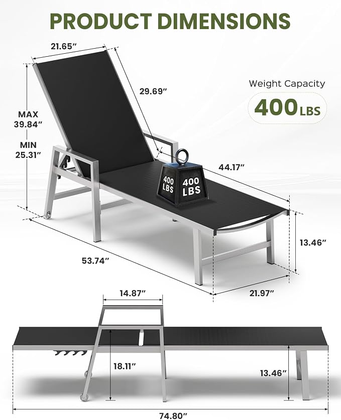 Patio Chaise Lounge Chair Outdoor - Image 2