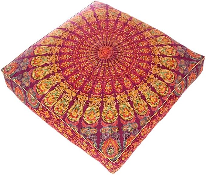 Mandala Floor Pillow Cover Meditation Cushion Seating Throw Hippie Round by EyesofIndia