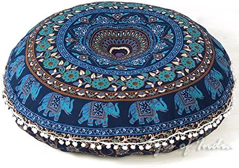 Mandala Floor Pillow Cover Meditation Cushion Seating Throw Hippie Round by EyesofIndia