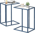 Easy Paws C Table End Table Set of 2, Glass Couch Side Table, Tempered Glass by Easy+Paws